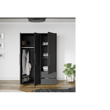 Armario W19 3 ptas. 2 cajones negro mate