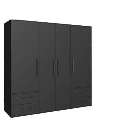 Armario W19 4 Ptas. 4 Cajones 206cm Negro mate