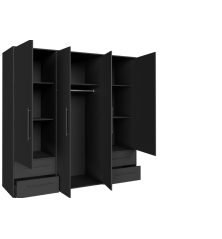 Armario W19 4 Ptas. 4 Cajones 206cm Negro mate