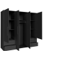 Armario W19 4 Ptas. 4 Cajones 206cm Negro mate
