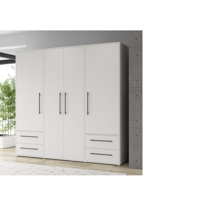 Armario W19 4 Ptas. 4 Cajones 206cm Blanco Armario W19 4 Ptas. 4 Cajones 206cm Blanco