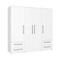 Armario W19 4 Ptas. 4 Cajones 206cm Blanco Armario W19 4 Ptas. 4 Cajones 206cm Blanco