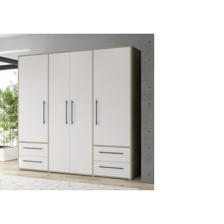 Armario W19 4 Ptas. 4 Cajones 206cm Roble blanco