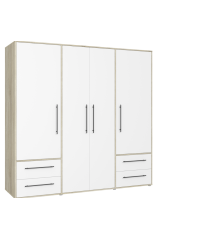 Armario W19 4 Ptas. 4 Cajones 206cm Roble blanco