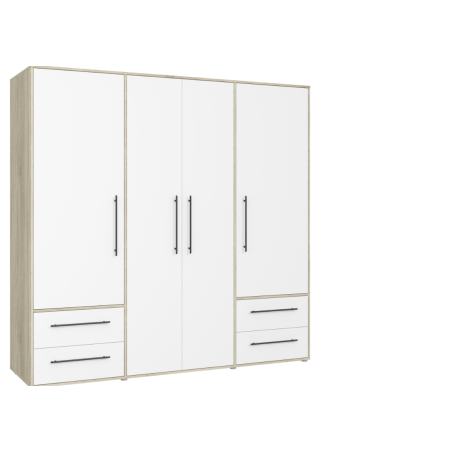 Armario W19 4 Ptas. 4 Cajones 206cm Roble blanco