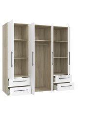 Armario W19 4 Ptas. 4 Cajones 206cm Roble blanco