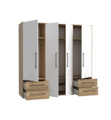 Armario W19 4 Ptas. 4 Cajones 206cm Mauvella blanco