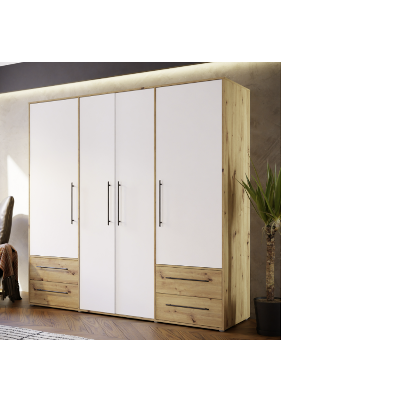 Armario W19 4 Ptas. 4 Cajones 206cm Mauvella blanco Armario W19 4 Ptas. 4 Cajones 206cm Mauvella blanco