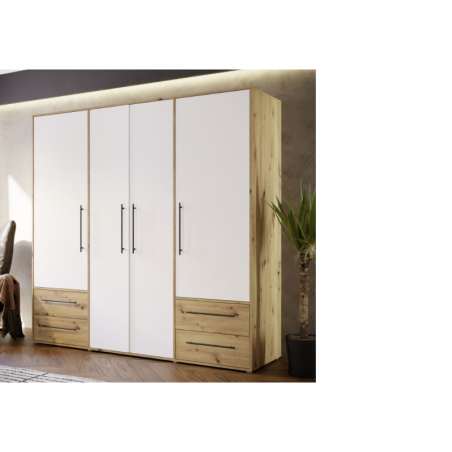 Armario W19 4 Ptas. 4 Cajones 206cm Mauvella blanco