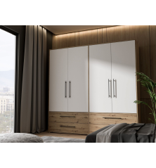 Armario W19 4 Ptas. 4 Cajones grandes 206cm Artisan blanco