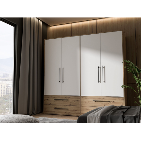 Armario W19 4 Ptas. 4 Cajones grandes 206cm Artisan blanco