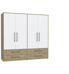 Armario W19 4 Ptas. 4 Cajones grandes 206cm Artisan blanco