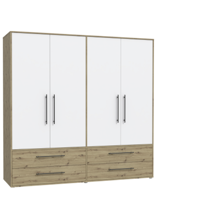 Armario W19 4 Ptas. 4 Cajones grandes 206cm Artisan blanco