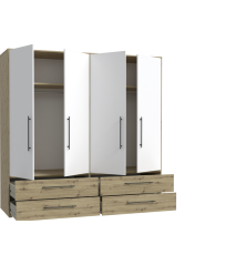 Armario W19 4 Ptas. 4 Cajones grandes  206cm Artisan blanco