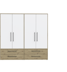 Armario W19 4 Ptas. 4 Cajones grandes  206cm Artisan blanco
