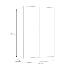 Armario corredero W20  de 120 cm Blanco/Roble Puccini