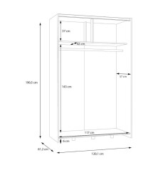 Armario corredero W20  de 120 cm Blanco/Roble Puccini