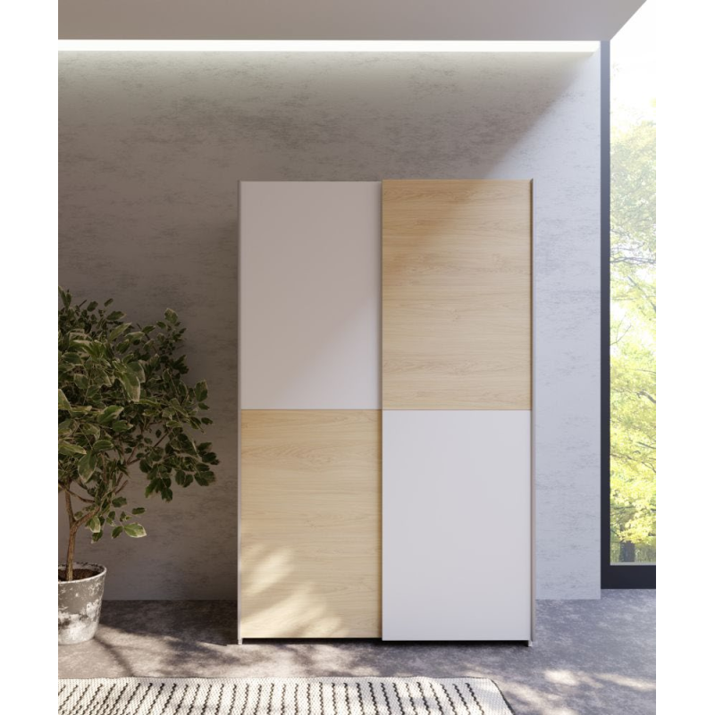 Armario corredero W20  de 120 cm Blanco/Roble Puccini