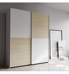 Armario corredero W20 de 150 cm Blanco/Roble Puccini