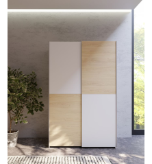 Armario corredero W20 de 150 cm Blanco/Roble Puccini