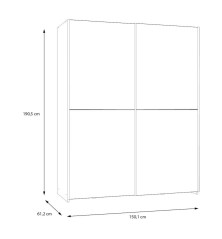 Armario corredero W20 de 150 cm Blanco/Roble Puccini