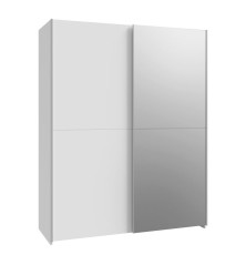 Armario corredero W20 de 150 cm Blanco mate y espejo