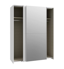 Armario corredero W20 de 150 cm Blanco mate y espejo