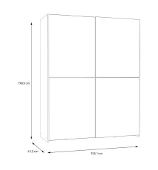 Armario corredero W20 de 150 cm Blanco mate y espejo