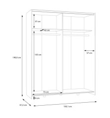 Armario corredero W20 de 150 cm Blanco mate y espejo