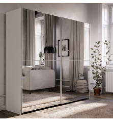 Armario corredero W20 de 150 cm Blanco puertas espejo