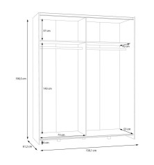 Armario corredero W20 de 150 cm Blanco puertas espejo