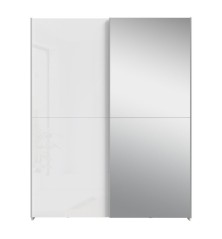 Armario correderas W20 de 150 cm Blanco brillo  y  1 puerta con espejo