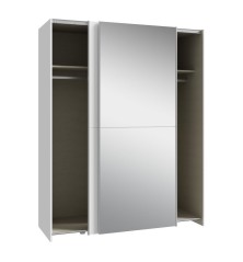Armario correderas W20 de 150 cm Blanco brillo  y  1 puerta con espejo