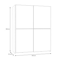 Armario correderas W20 de 150 cm Blanco brillo  y  1 puerta con espejo