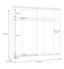 Armario corredero W20 de 190 cm Blanco Puccini