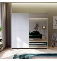 Armario corredero W20 de 190 cm Blanco Mate-espejo
