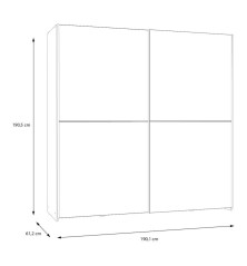 Armario corredero W20 de 190 cm Blanco Mate-espejo