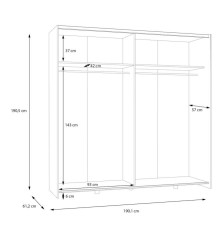 Armario corredero W20 de 190 cm Blanco Mate-espejo