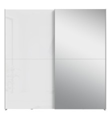 Armario corredero W20 de 190 cm Blanco Brillo cristal-luna espejo