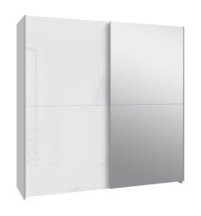 Armario corredero W20 de 190 cm Blanco Brillo cristal-luna espejo