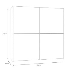 Armario corredero W20 de 190 cm Blanco Brillo cristal-luna espejo