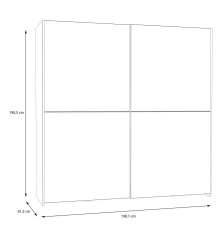 Armario puertas correderas W20 de 190 cm Blanco- las dos puertas con lunas espejo