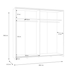Armario corredero W20 de 190 cm Blanco- Puccini