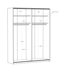 Armario W22 Blanco brillo con 2 Ptas. Correderas y Espejo 180CM