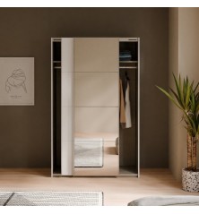 Armario puertas correderas W26 de 120 cm Blanco mate -con  1 pta. Espejo
