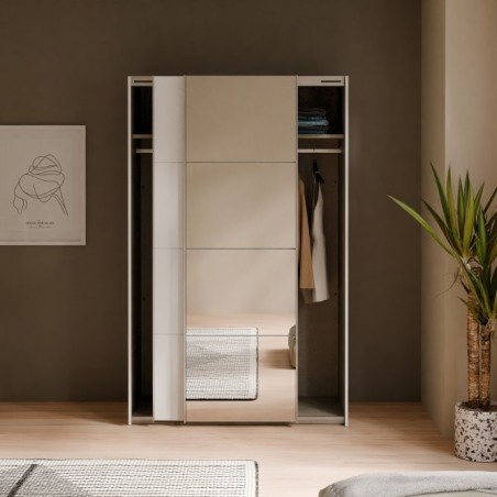 Armario puertas correderas W26 de 120 cm Blanco mate -con  1 pta. Espejo