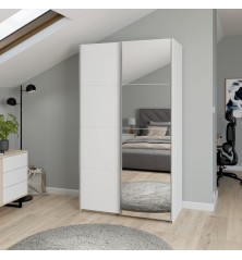 Armario puertas correderas W26 de 120 cm Blanco mate -con  1 pta. Espejo