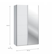 Armario puertas correderas W26 de 120 cm Blanco mate -con  1 pta. Espejo