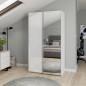 Armario puertas correderas W26 DE 120 cm Blanco brillo - y puerta Espejo