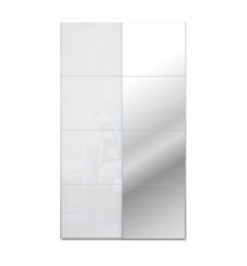 Armario puertas correderas W26 DE 120 cm Blanco brillo - y puerta Espejo